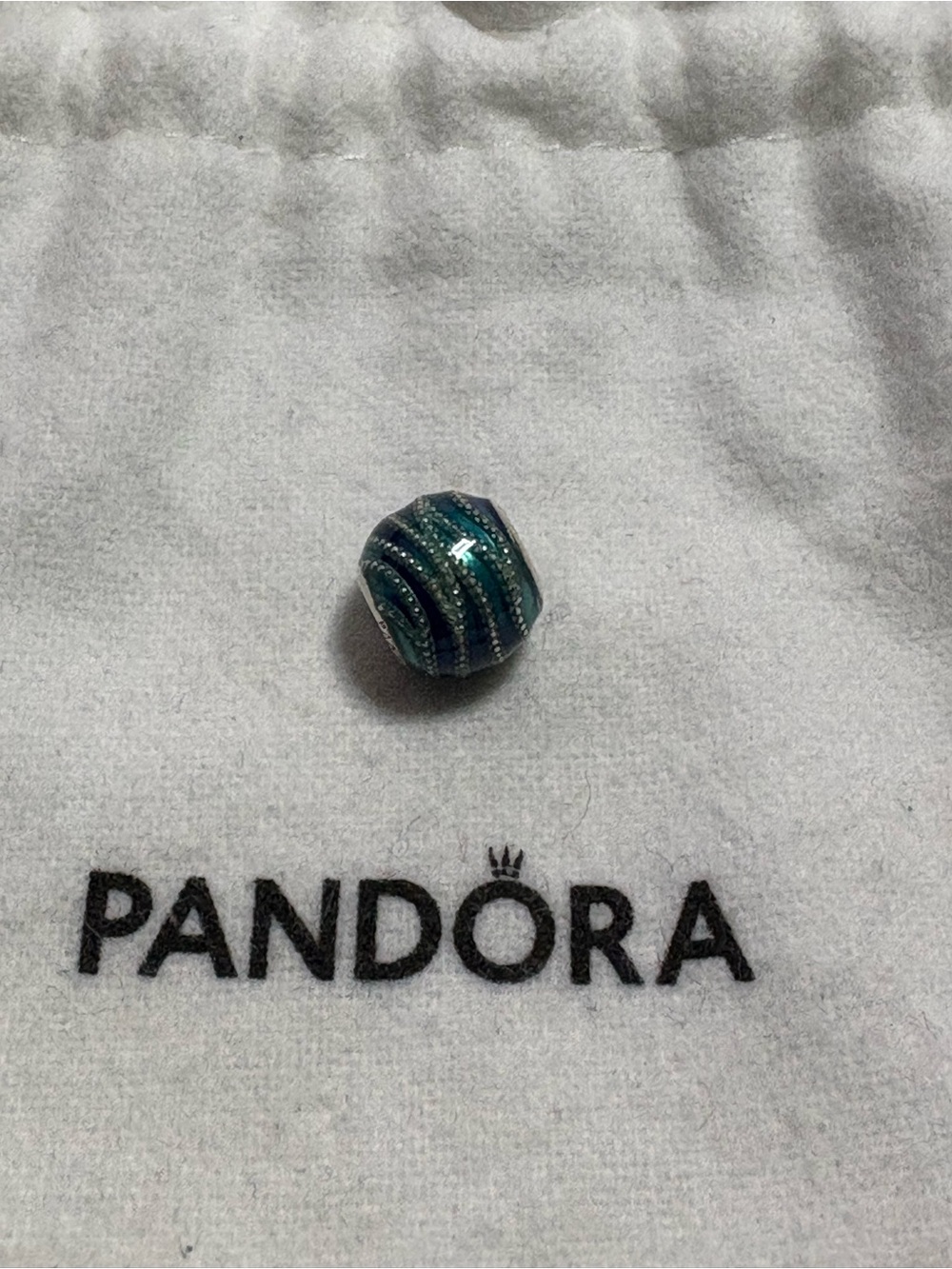 Pandora Teal Wave Enamel & Sterling Charm